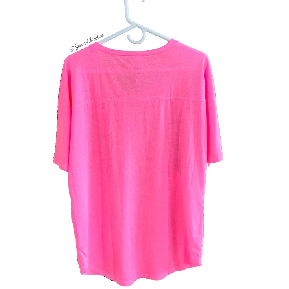 •Victoria’s Secret PINK• Logo neon pink v neck tee - Picture 3 of 3